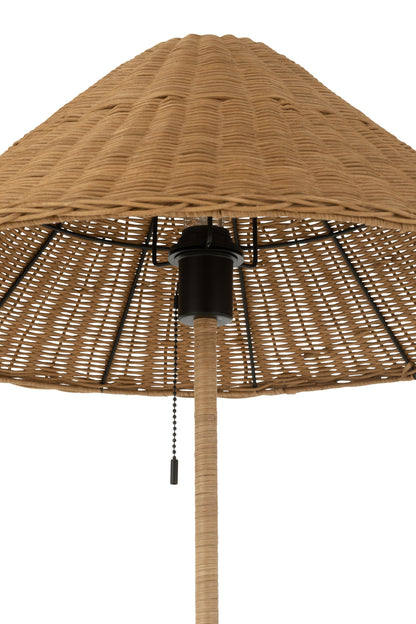 J-Line Staande Lamp Metaal/Rattan Zwart/Naturel