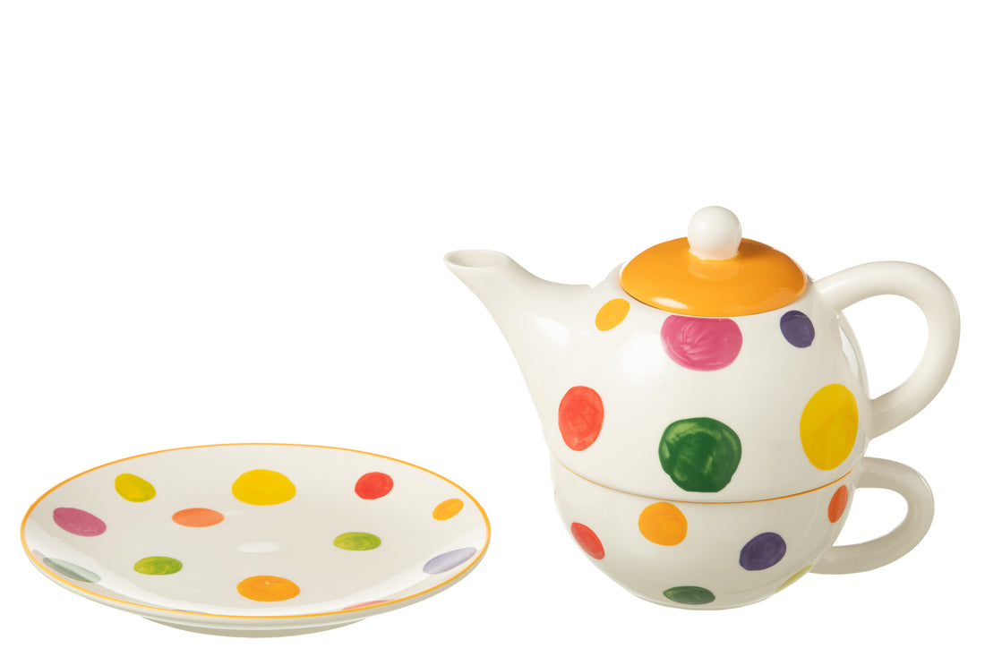 Theekistje voor één gestreept porselein mix