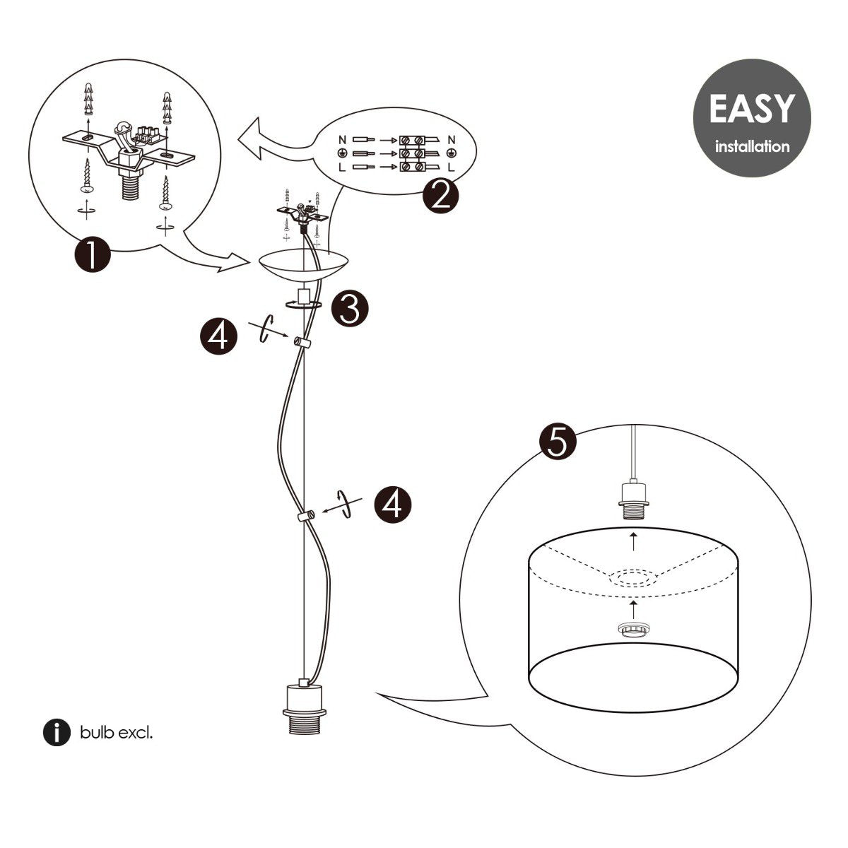 hanglamp Deluxe met lampenkap, E27, antraciet, 16cm