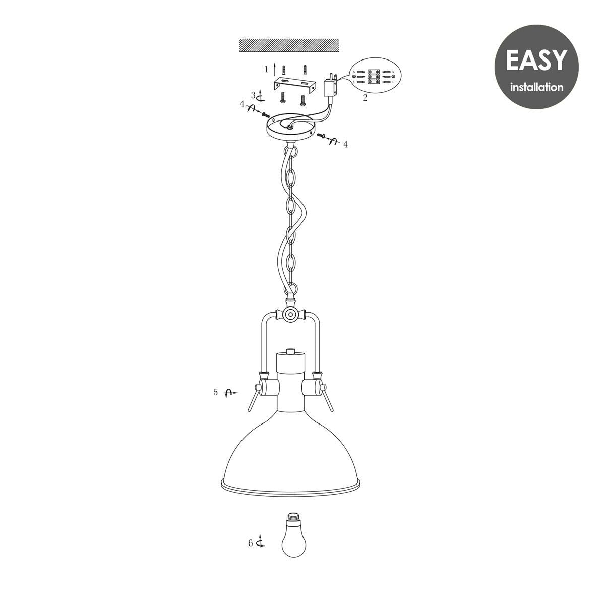 Hanglamp Dome - chroom - 35x35x145cm