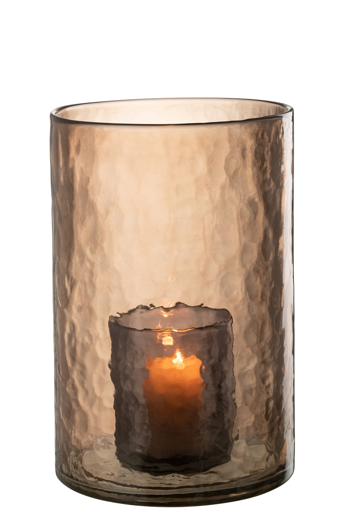 J-Line Windlicht Dubbel Glas Oker Large