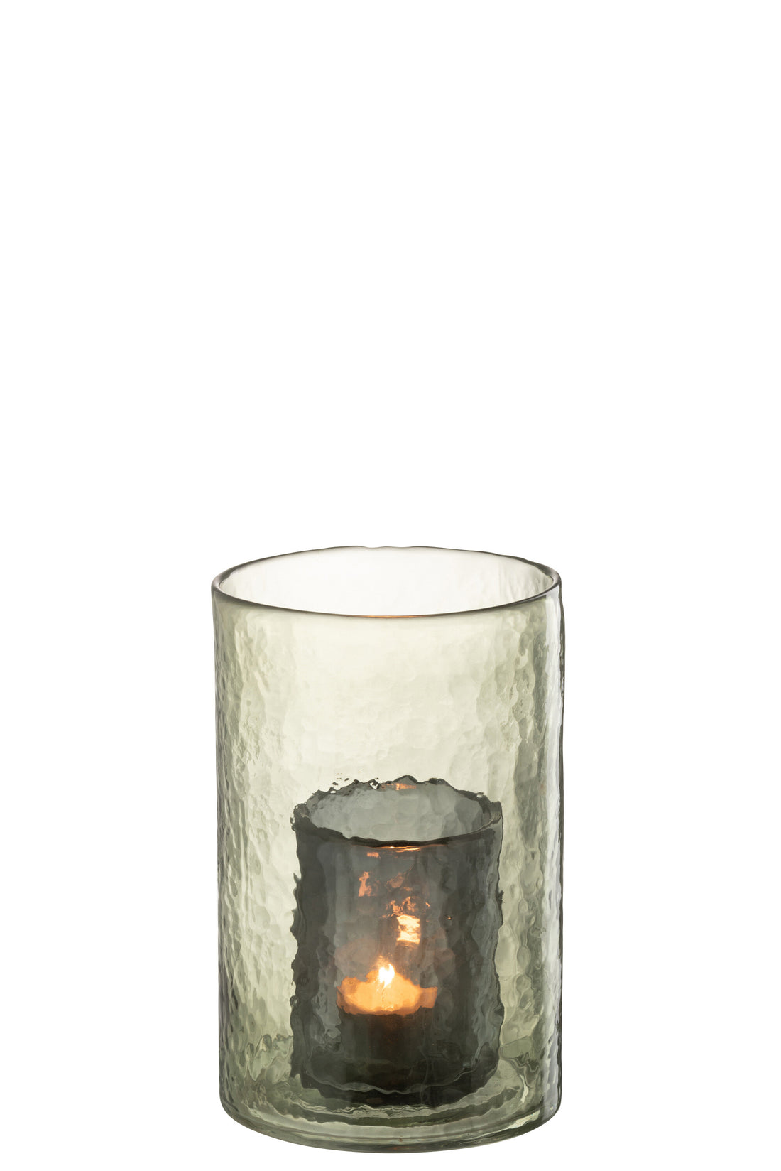 J-Line Theelichthouder Dubbel Glas Groen Small