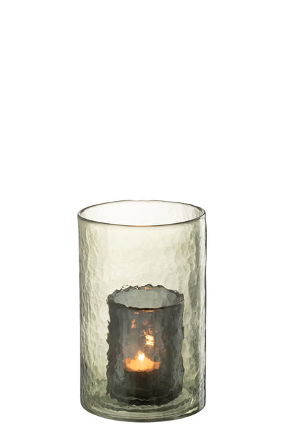 J-Line Theelichthouder Dubbel Glas Groen Small