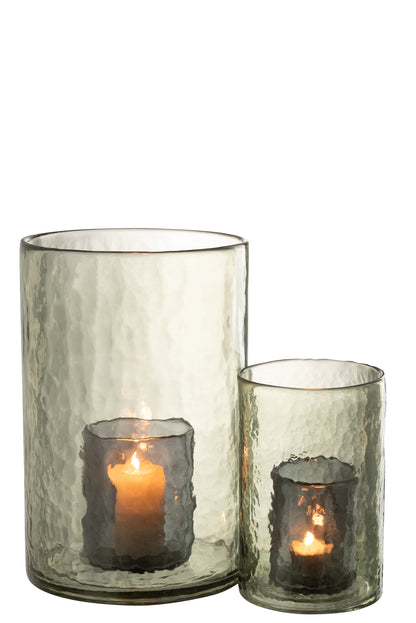 J-Line Windlicht Dubbel Glas Groen Large