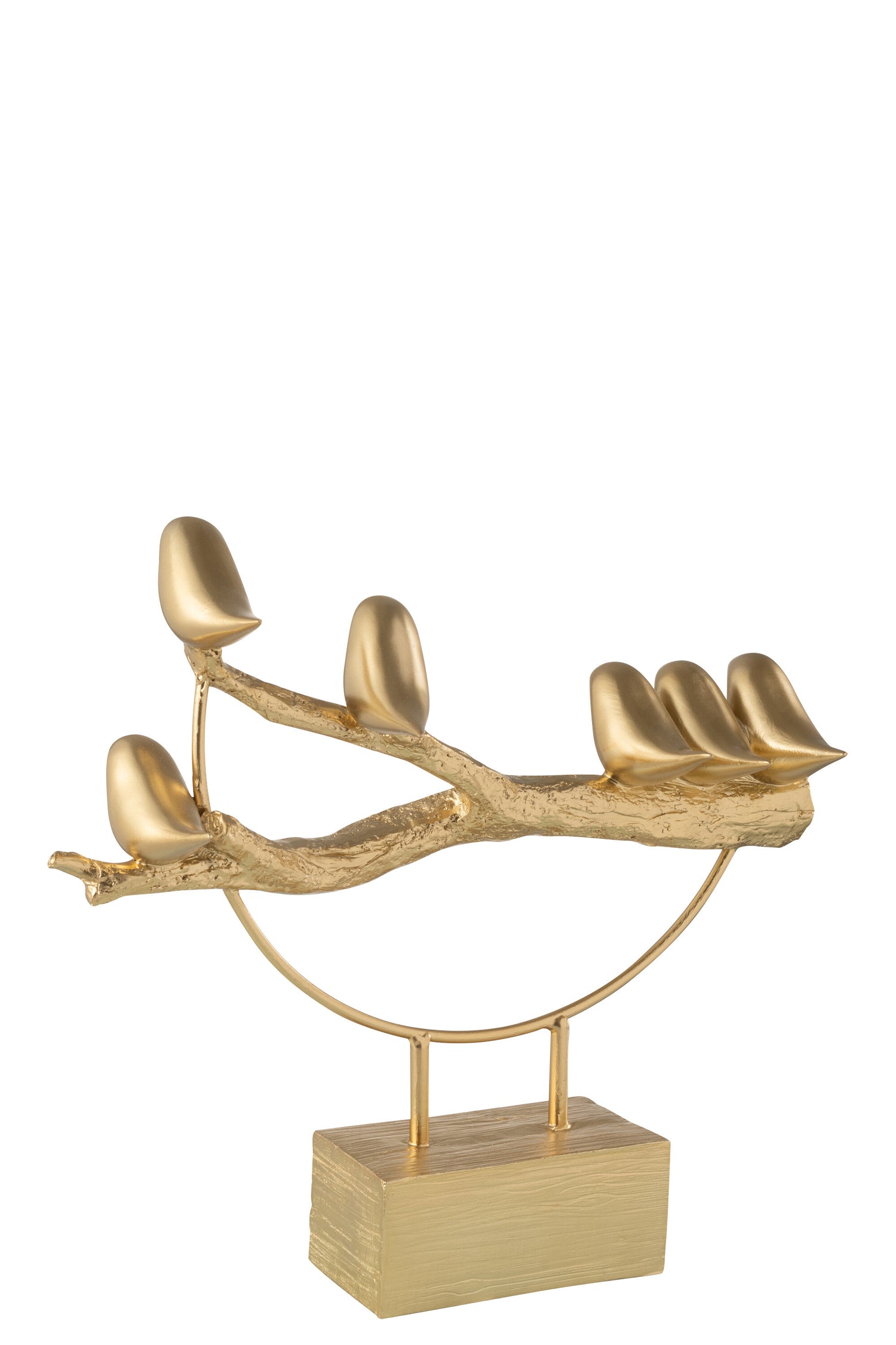 Vogel op tak basis hars/metaal goud