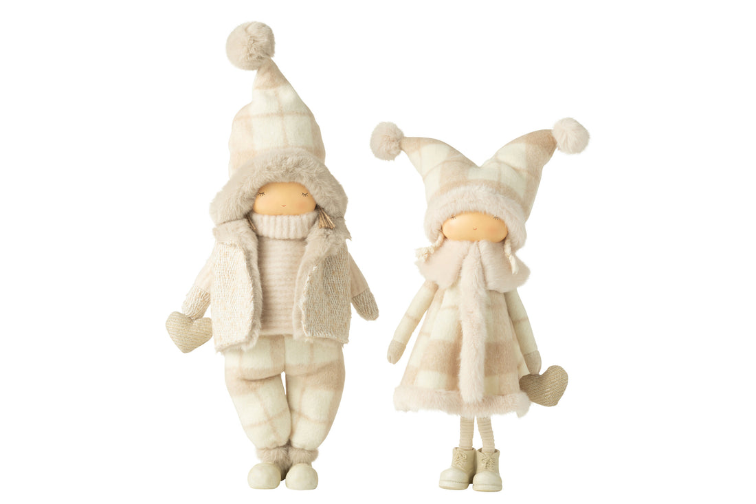Jongen+Meisje Winter Hart Hars Beige Groot Assortiment Van 2