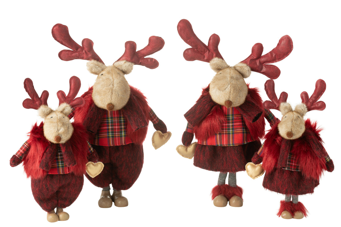 Rendier Jongen+Meisje Hart Polyester Rood Groot Assortiment Van 2