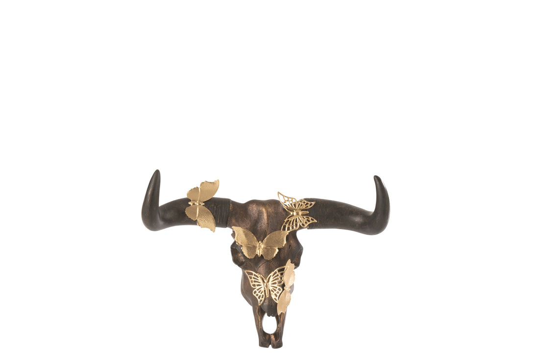 Schedel Os Vlinder Hars Bruin/Goud Klein