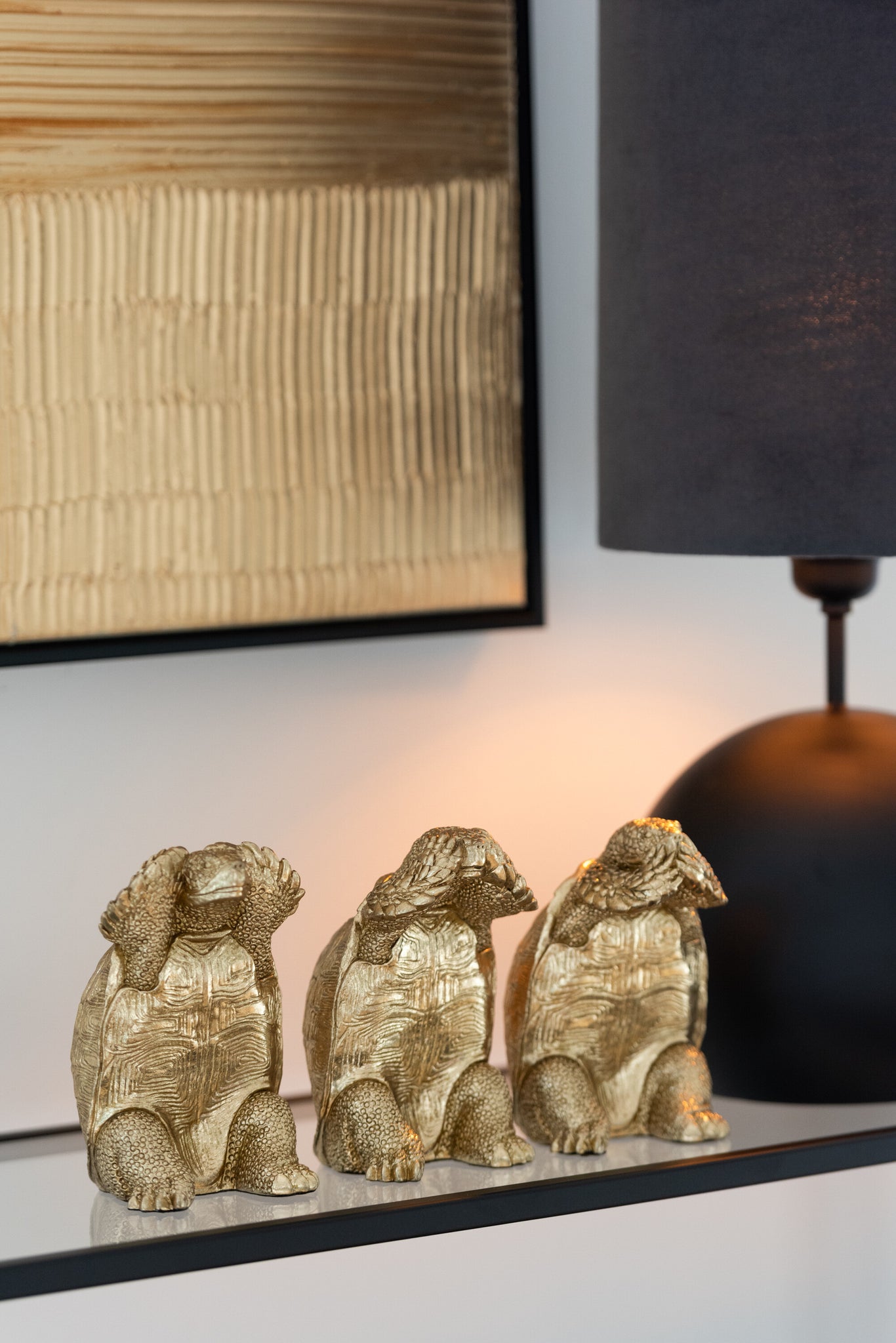 Schildpad Zien/Horen/Spreken Hars Goud Assortiment Van 3