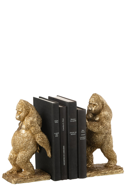 Set van 2 Boeksteun Gorilla Hars Goud