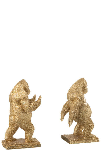 Set van 2 Boeksteun Gorilla Hars Goud