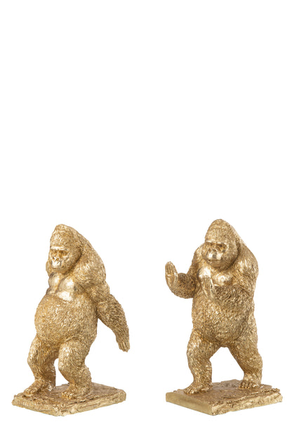 Set van 2 Boeksteun Gorilla Hars Goud