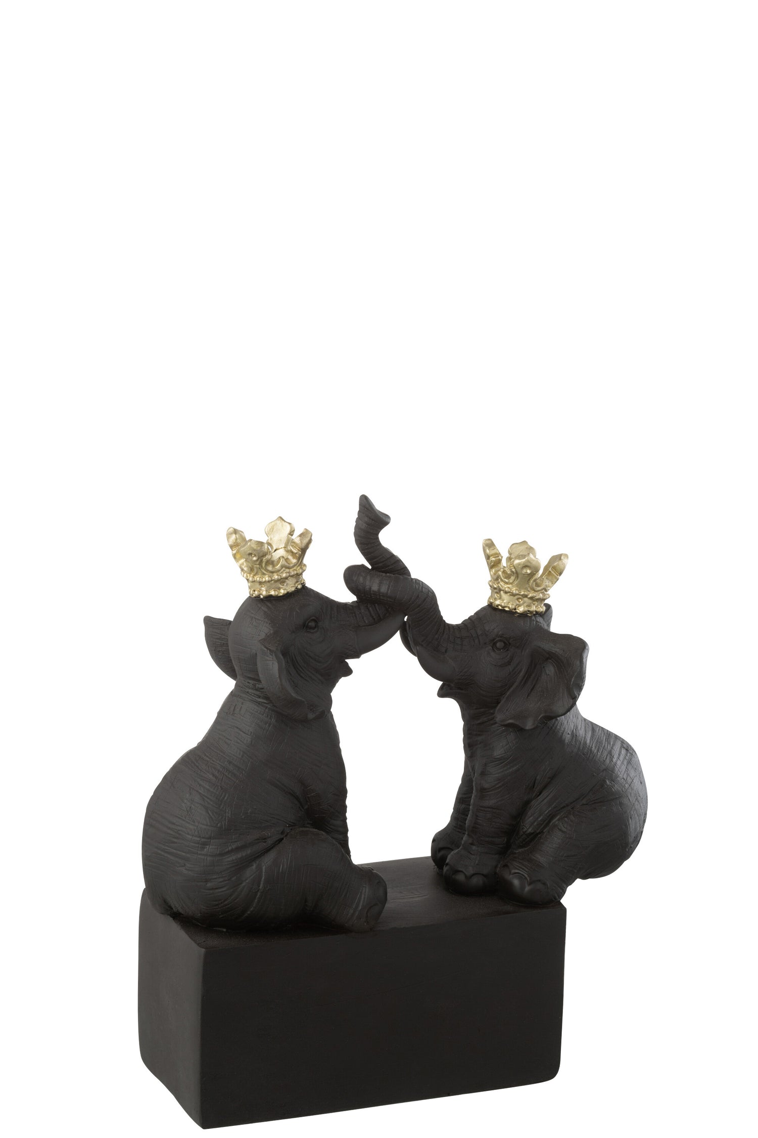 Olifantenkroon op voet van hars zwart/goud