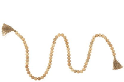 Garland Kralen Kwastje Mangohout Natuurlijk