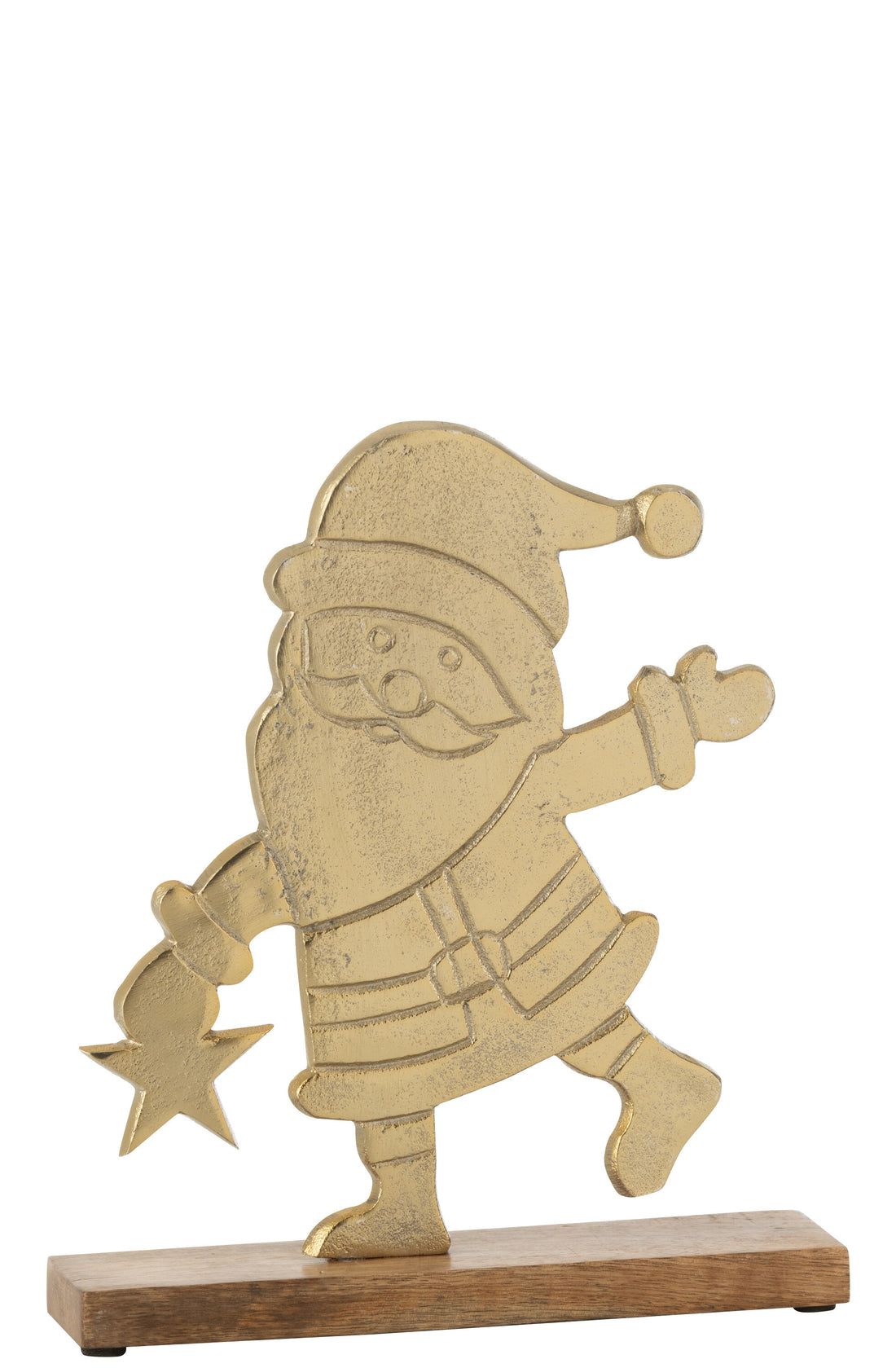 Kerstster op voet aluminium/hout goud groot