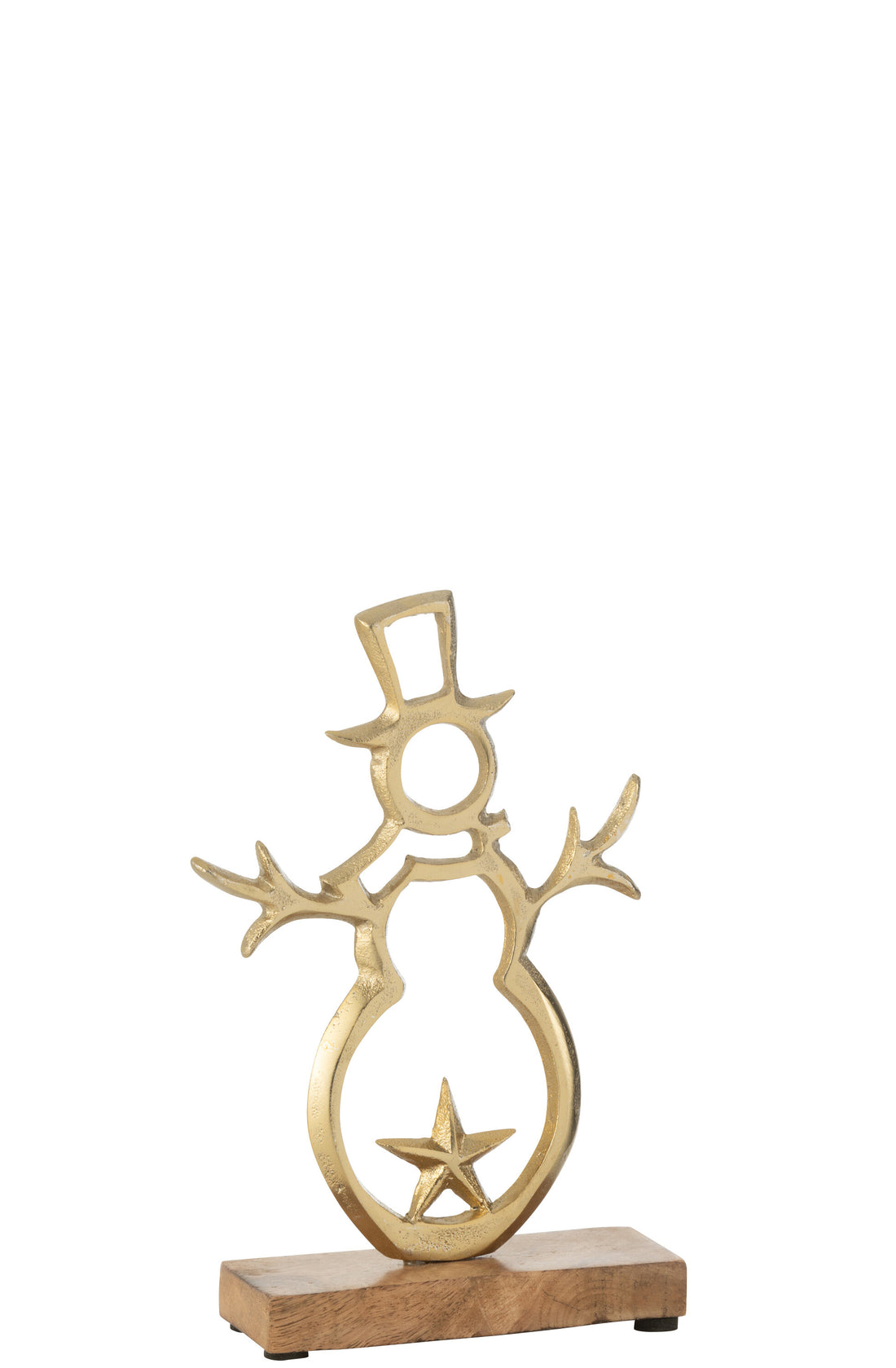 Sneeuwpopster Op Voet Aluminium/Hout Goud Klein