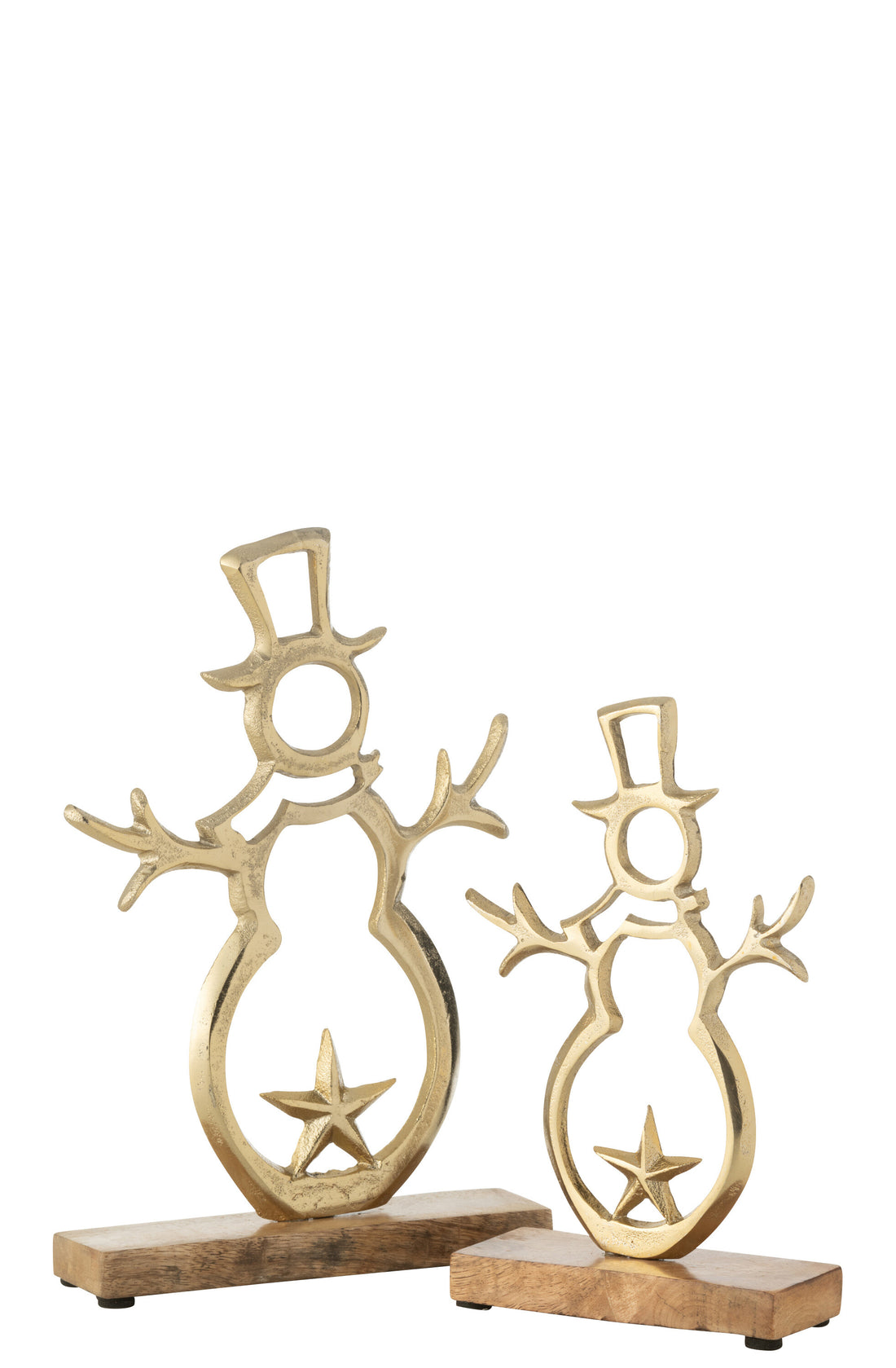 Sneeuwpopster Op Voet Aluminium/Hout Goud Groot