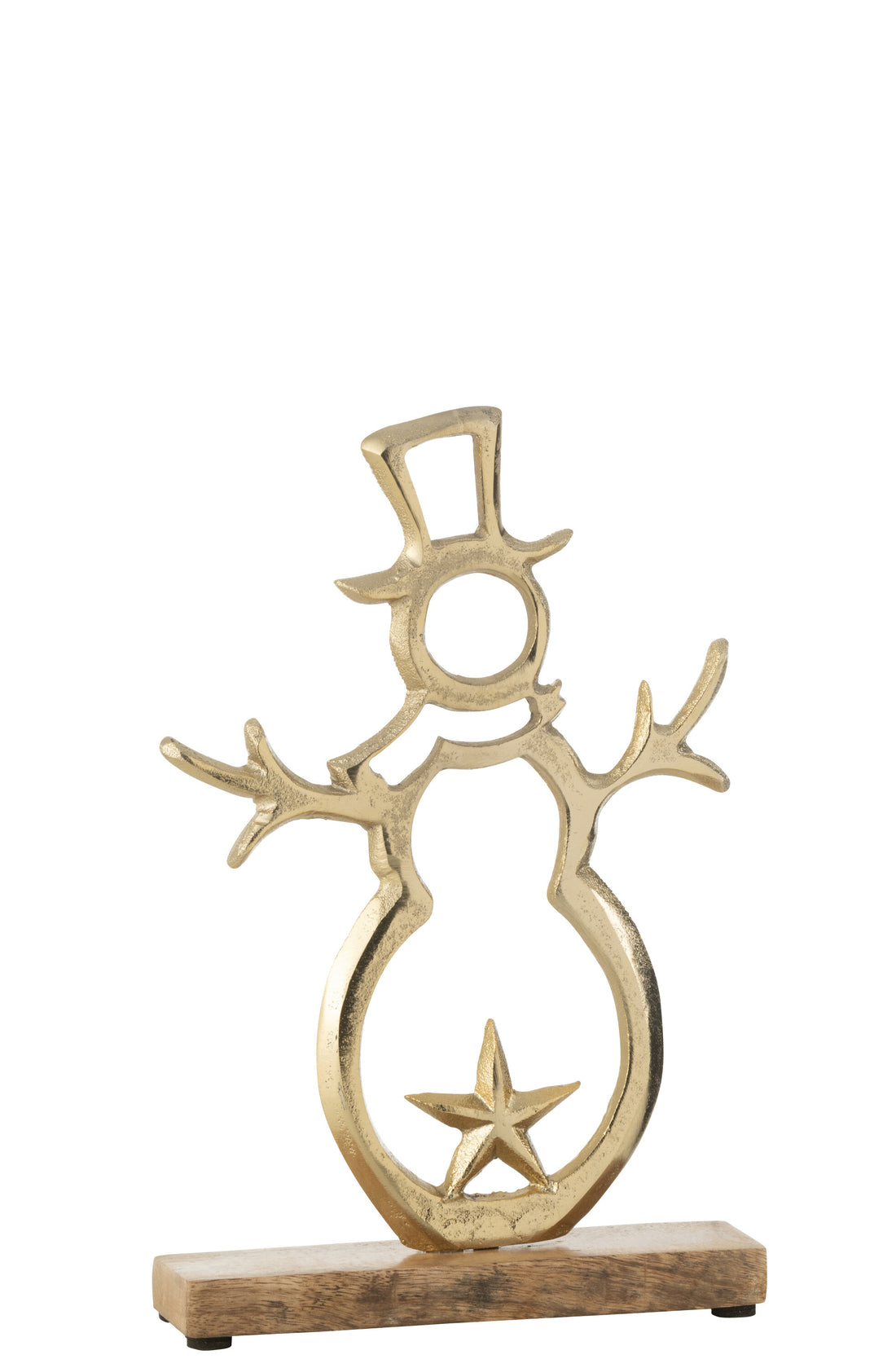 Sneeuwpopster Op Voet Aluminium/Hout Goud Groot