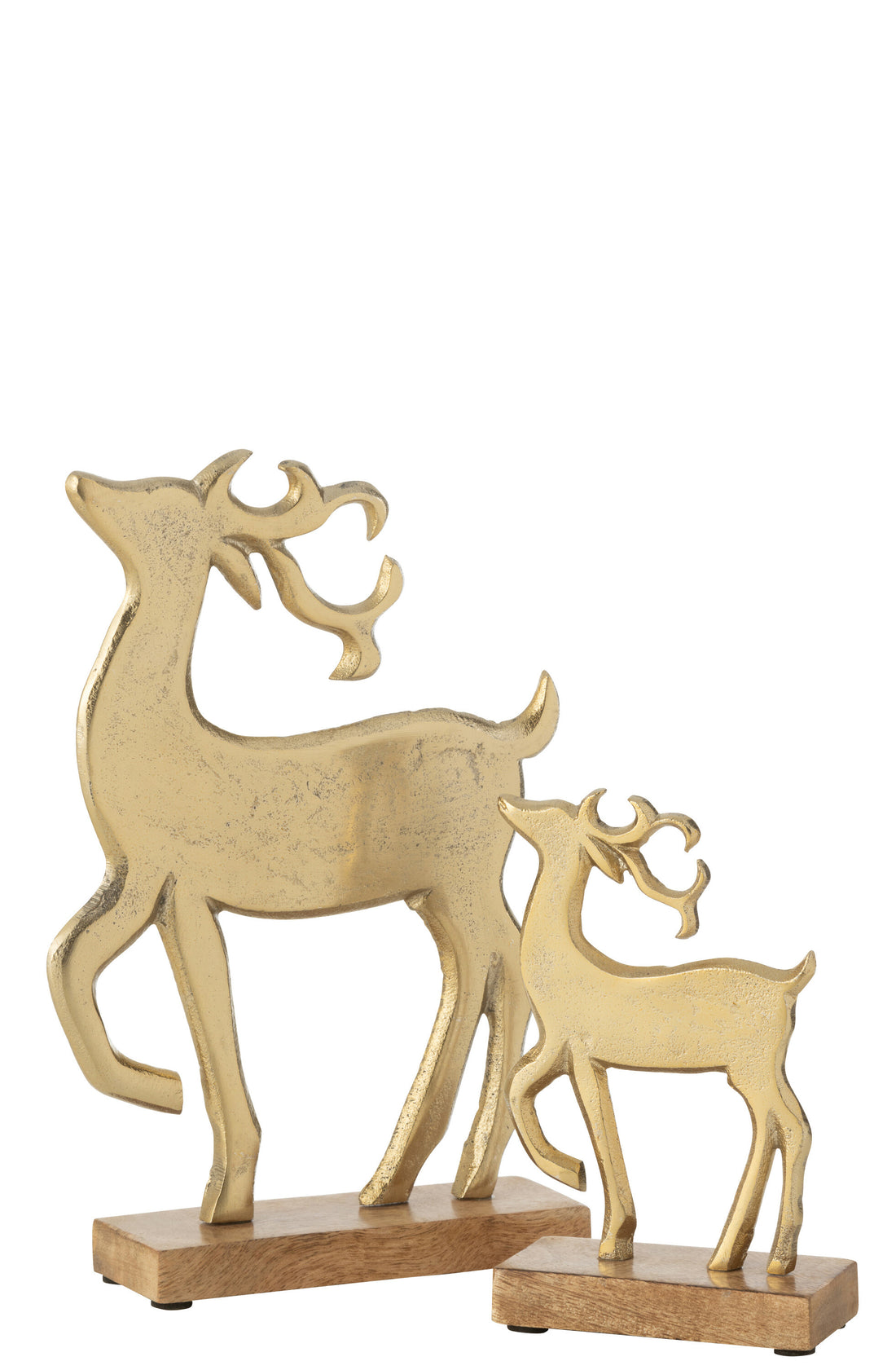 Rendier op voet aluminium/hout goud groot