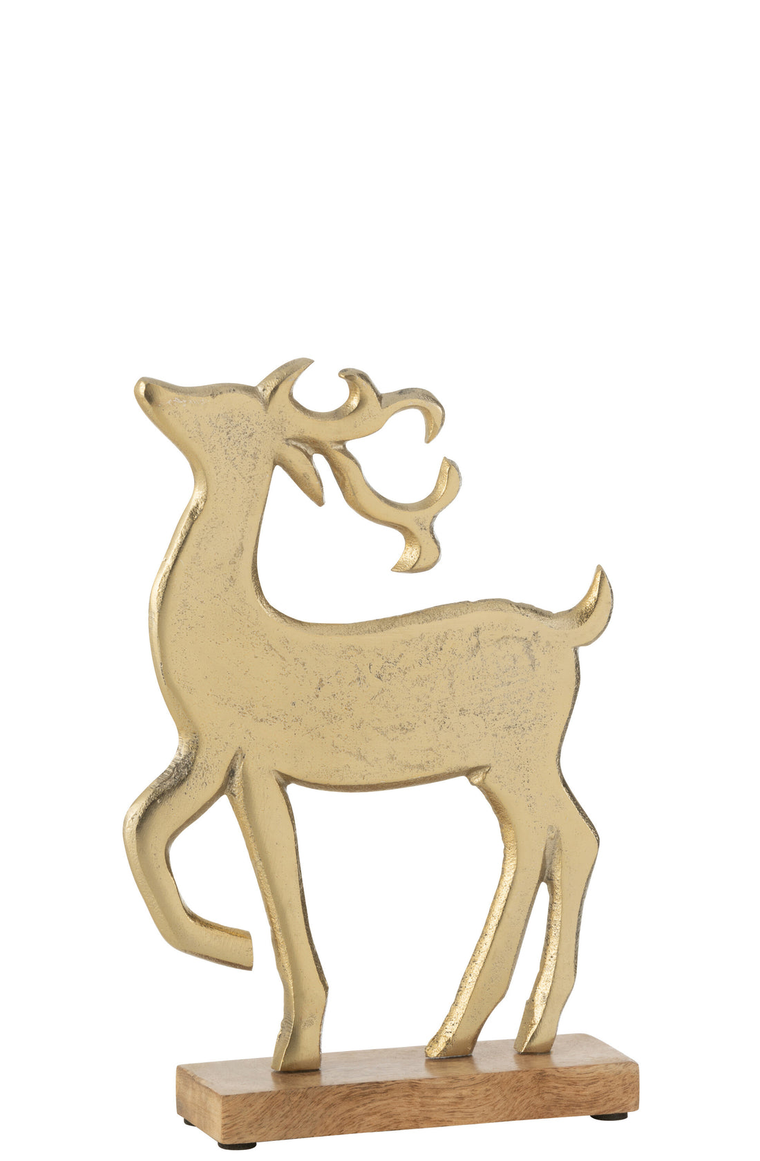 Rendier op voet aluminium/hout goud groot