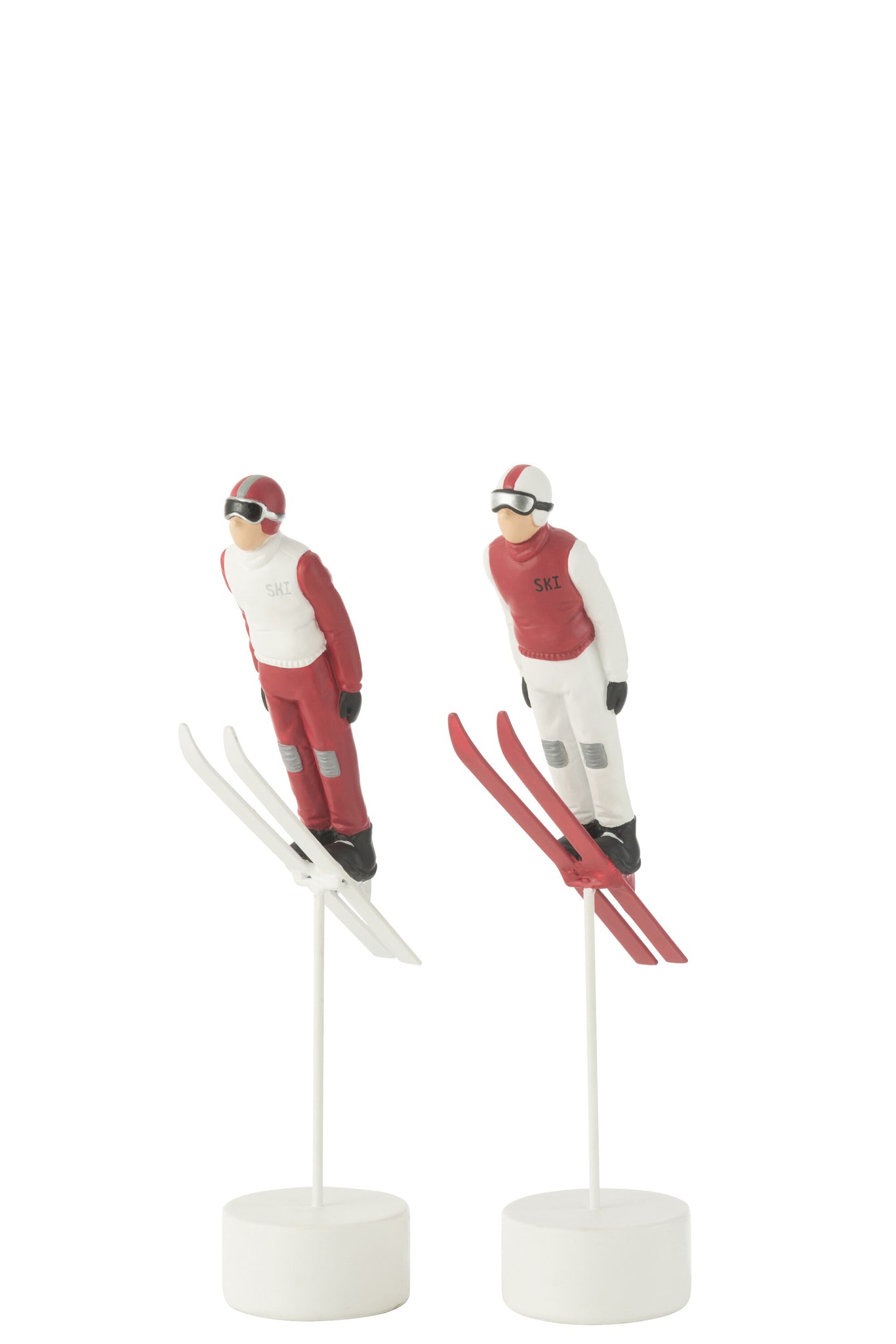 Skiër lange sprong hars rood/wit assortiment van 2