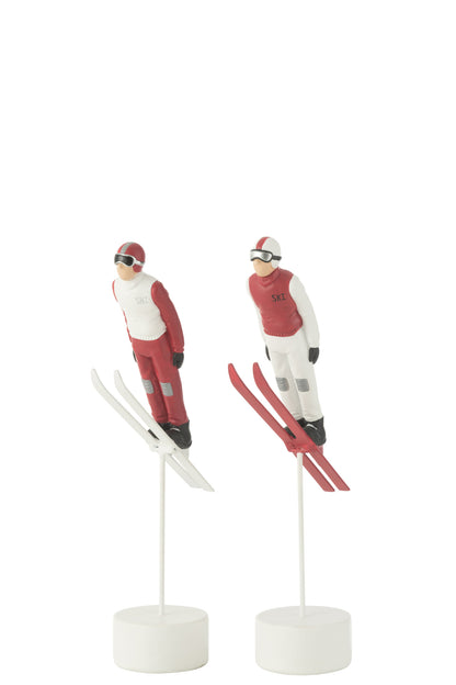 Skiër lange sprong hars rood/wit assortiment van 2