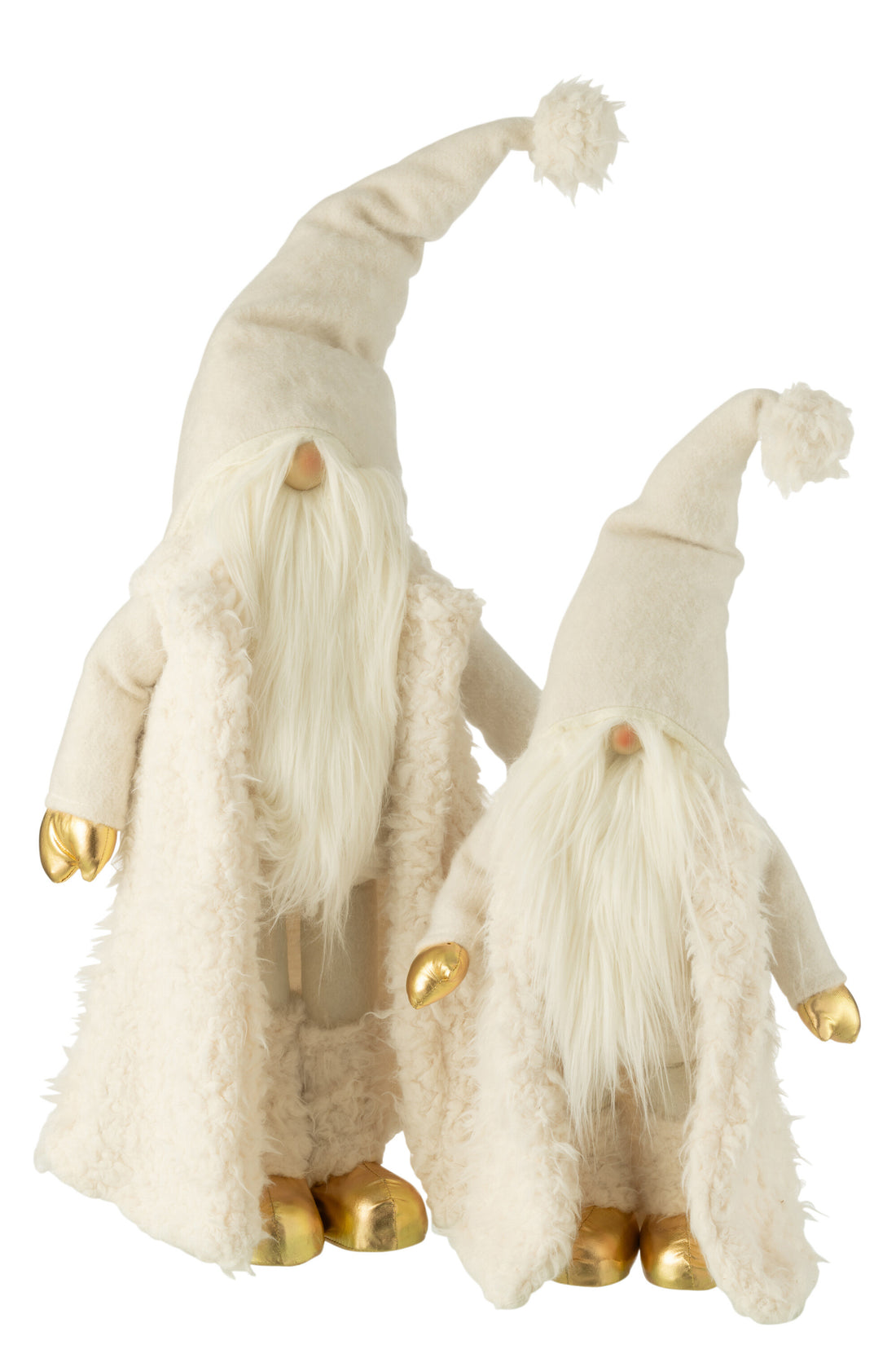 Kabouter lange jas textiel crème/goud groot