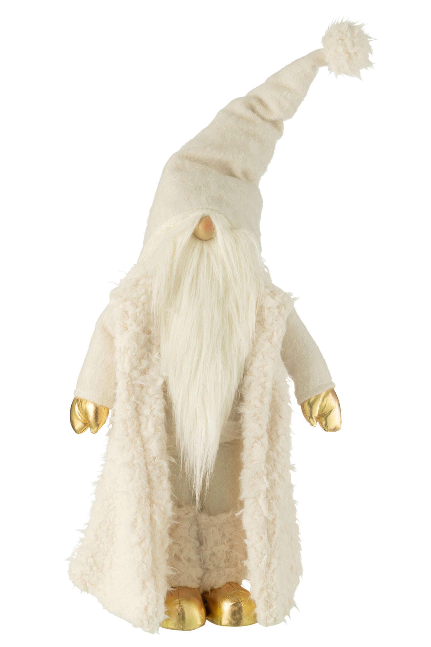 Kabouter lange jas textiel crème/goud groot