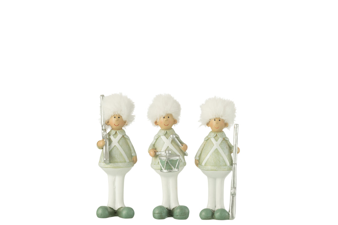 Soldaat Geweer+Trommels Hars Groen/Wit Kleine Assortiment Van 3