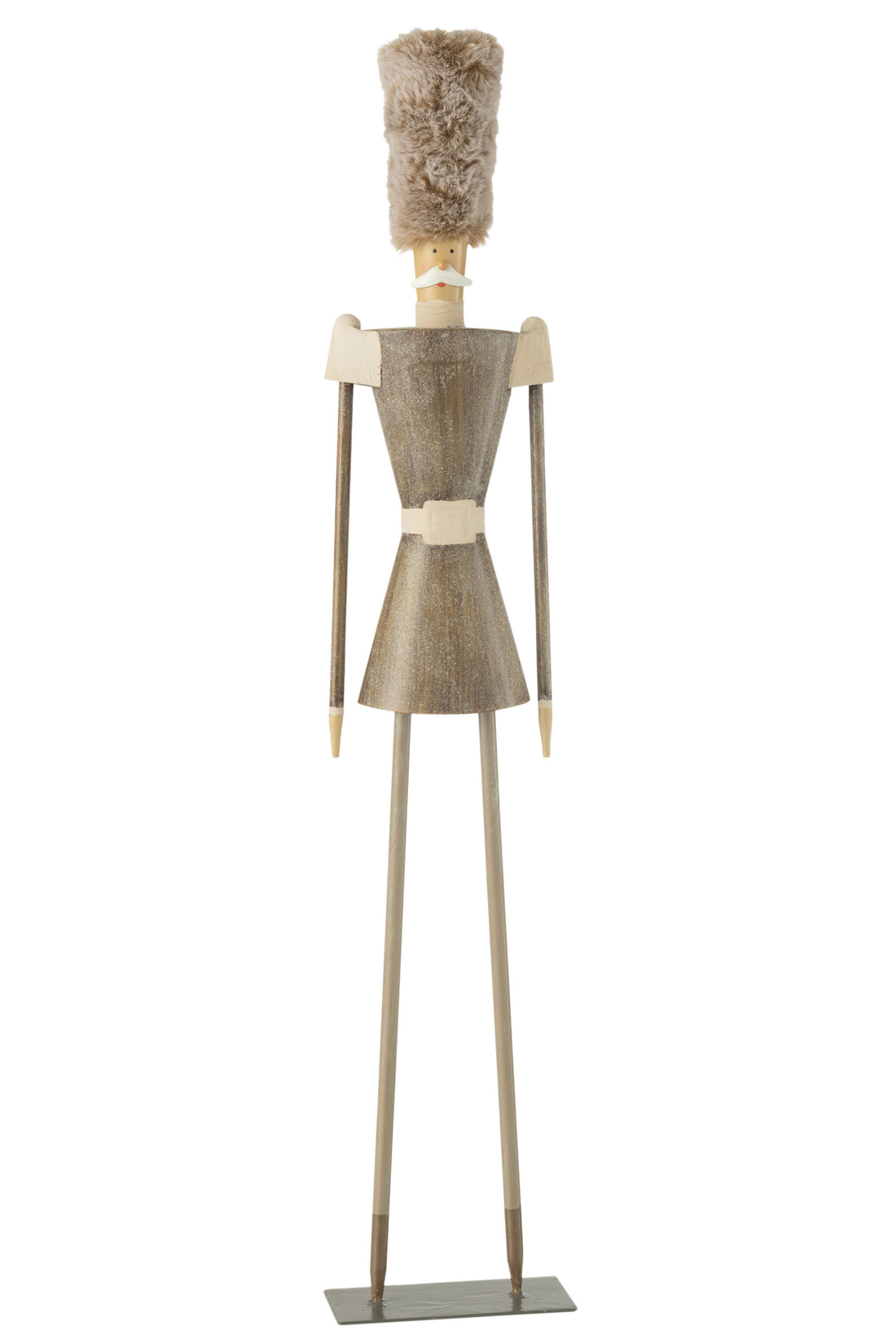 J-Line Soldaat Bont Hoed Metaal Grijs Large