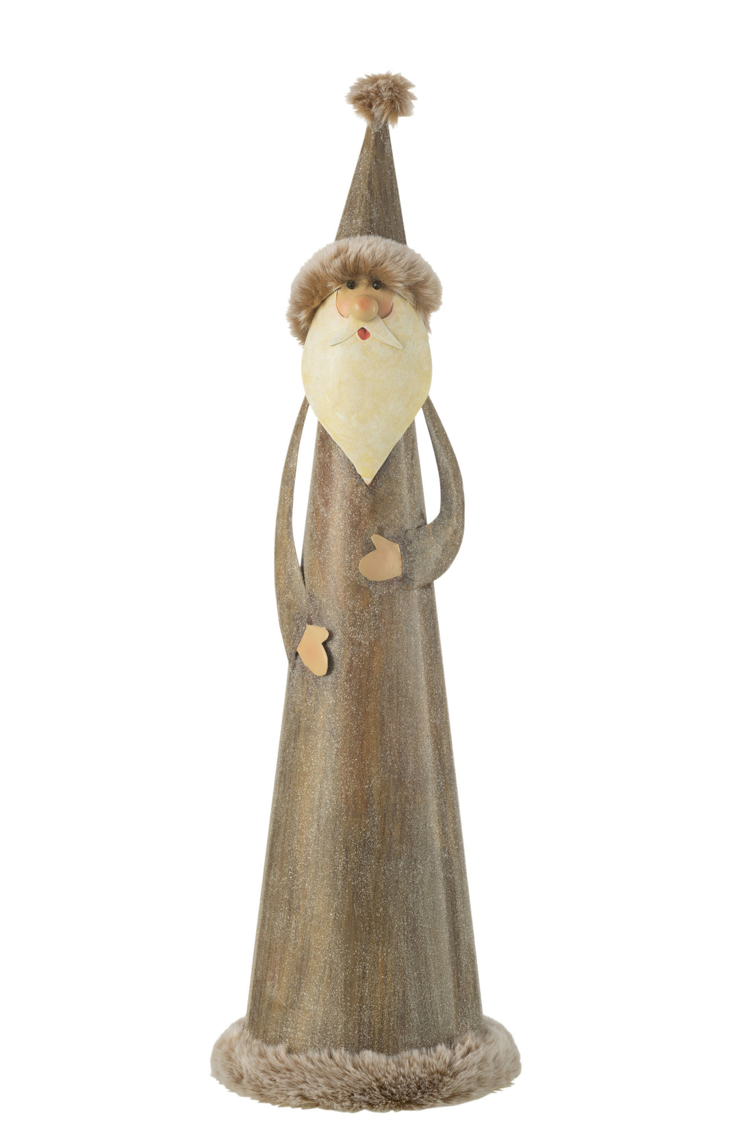 J-Line Kerstman Rond Bont Metaal Grijs Large