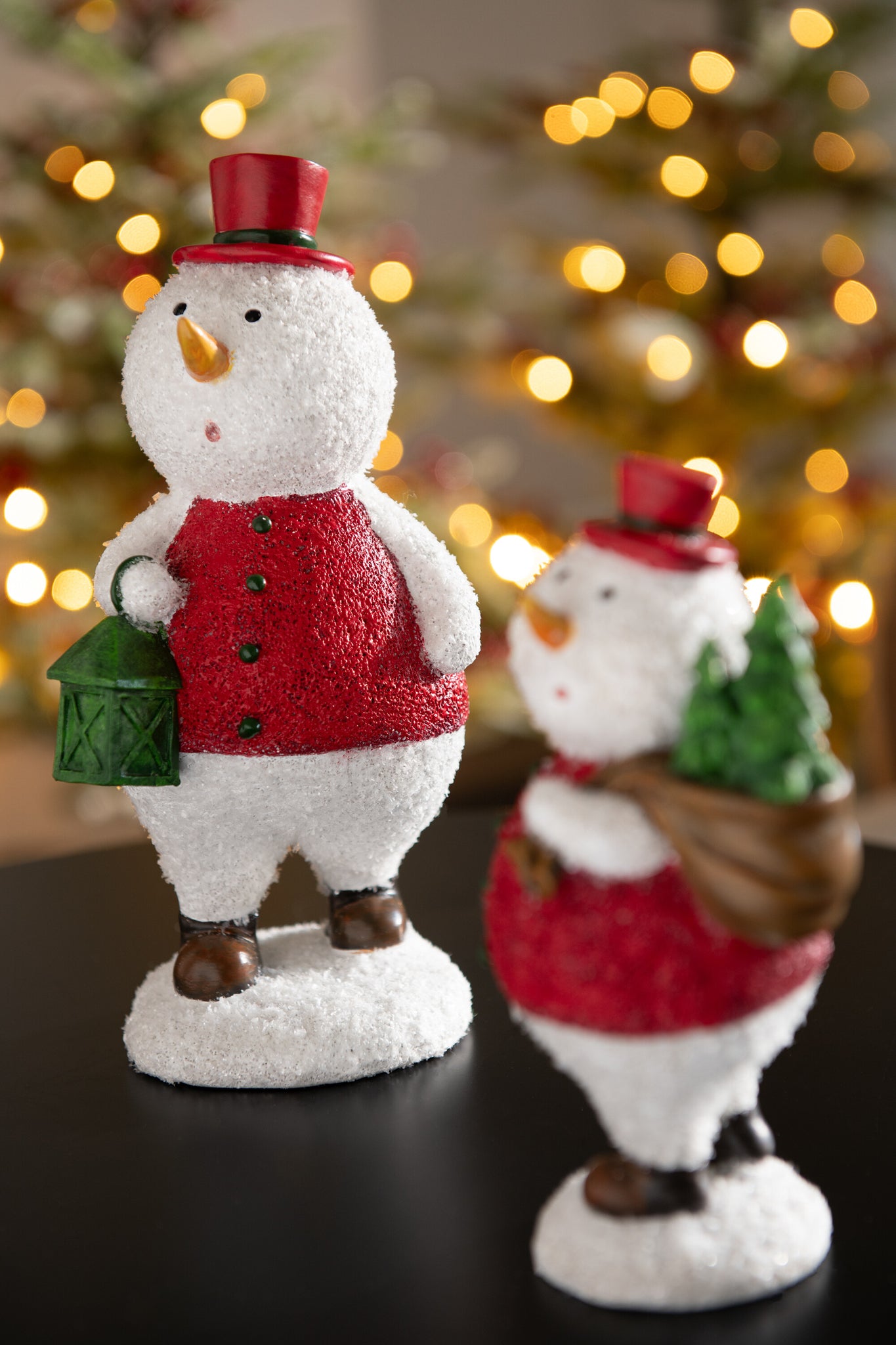 Sneeuwpopboom+lantaarnharsmix medium assortiment van 2