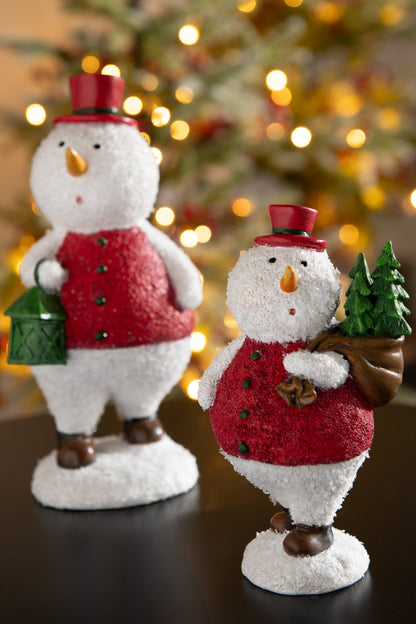 Sneeuwpopboom+lantaarnharsmix medium assortiment van 2