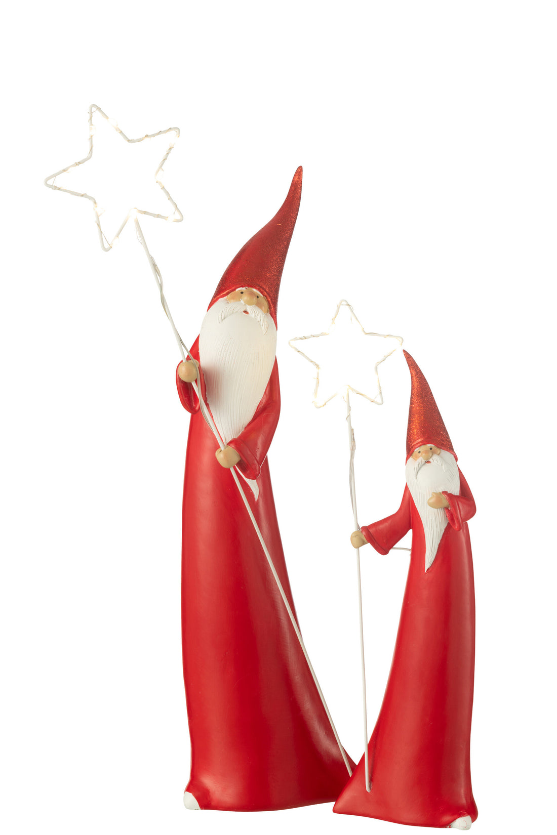 Set van 2 Santa Led Ster Hars Wit/Rood