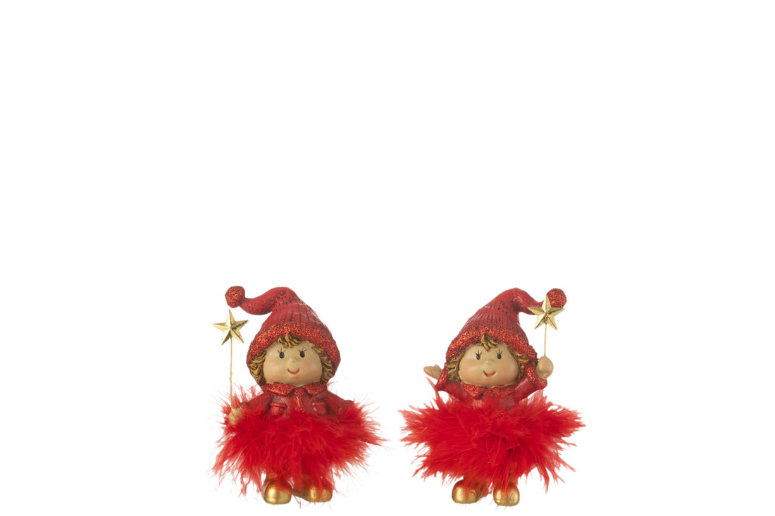 Kindermuts + Ster Bont Hars Rood/Goud Kleine Assortiment Van 2