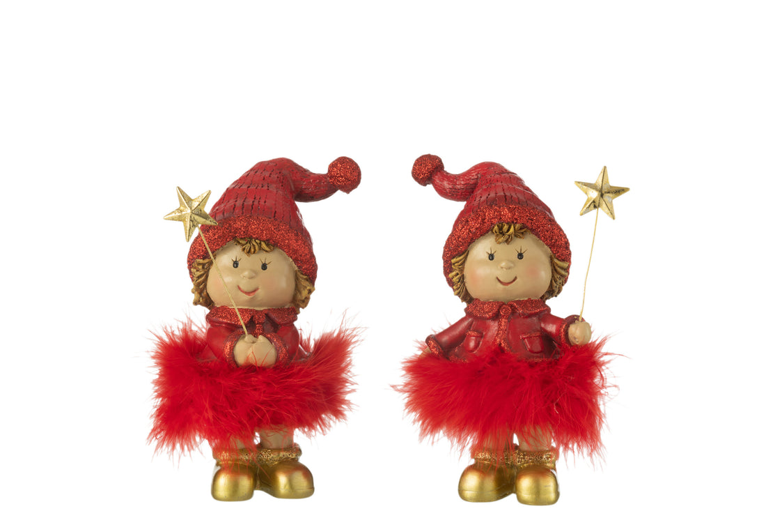 Kindermuts+Ster Bont Hars Rood/Goud Groot Assortiment Van 2