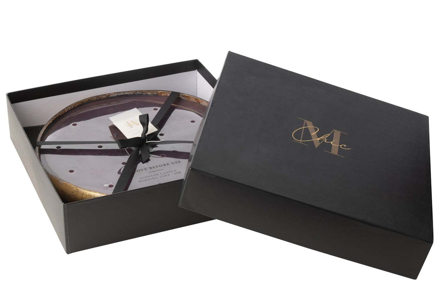 Geurkaars M-Chic Glas Goud/Zwart Extra Groot -35H