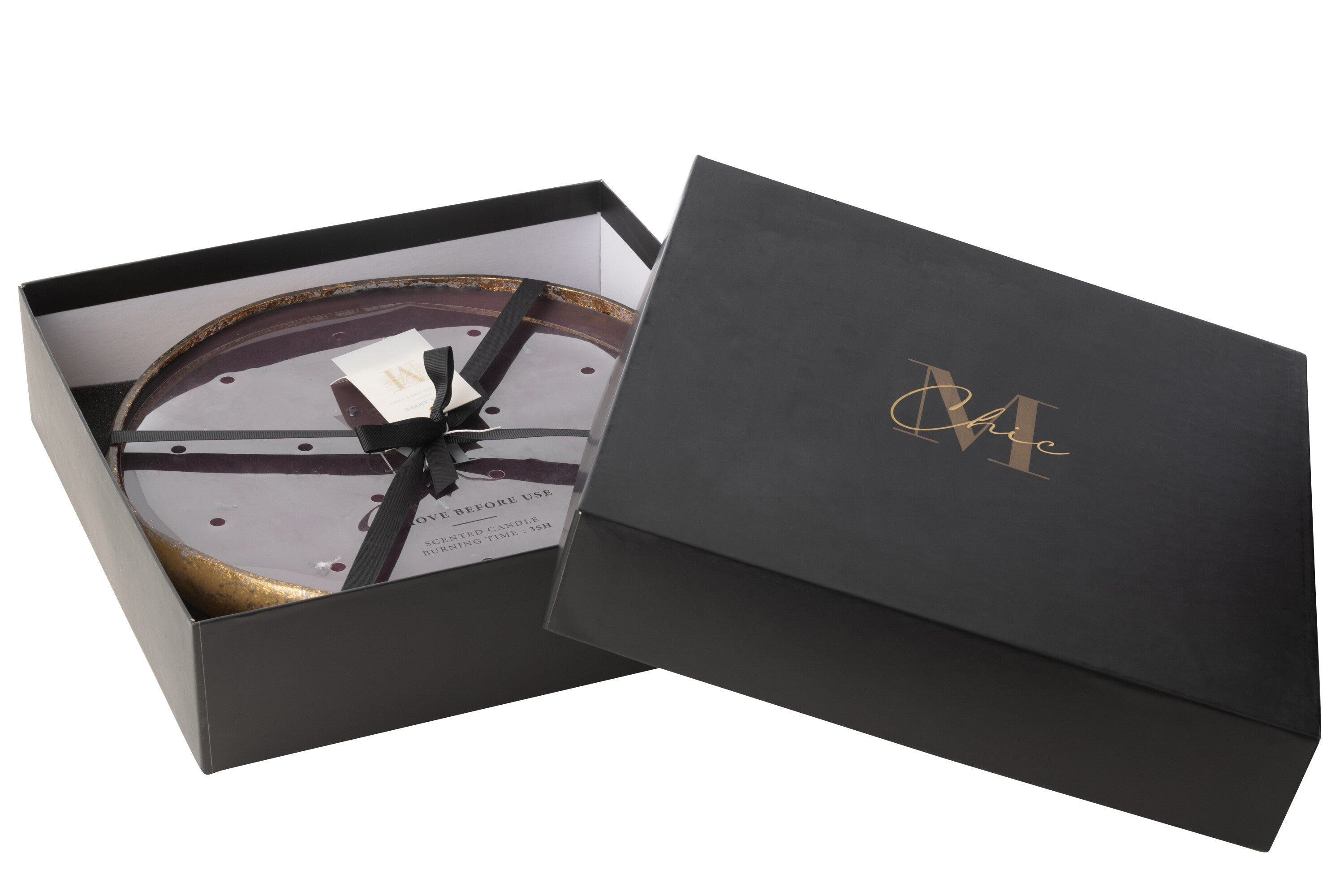 Geurkaars M-Chic Glas Goud/Zwart Extra Groot -35H