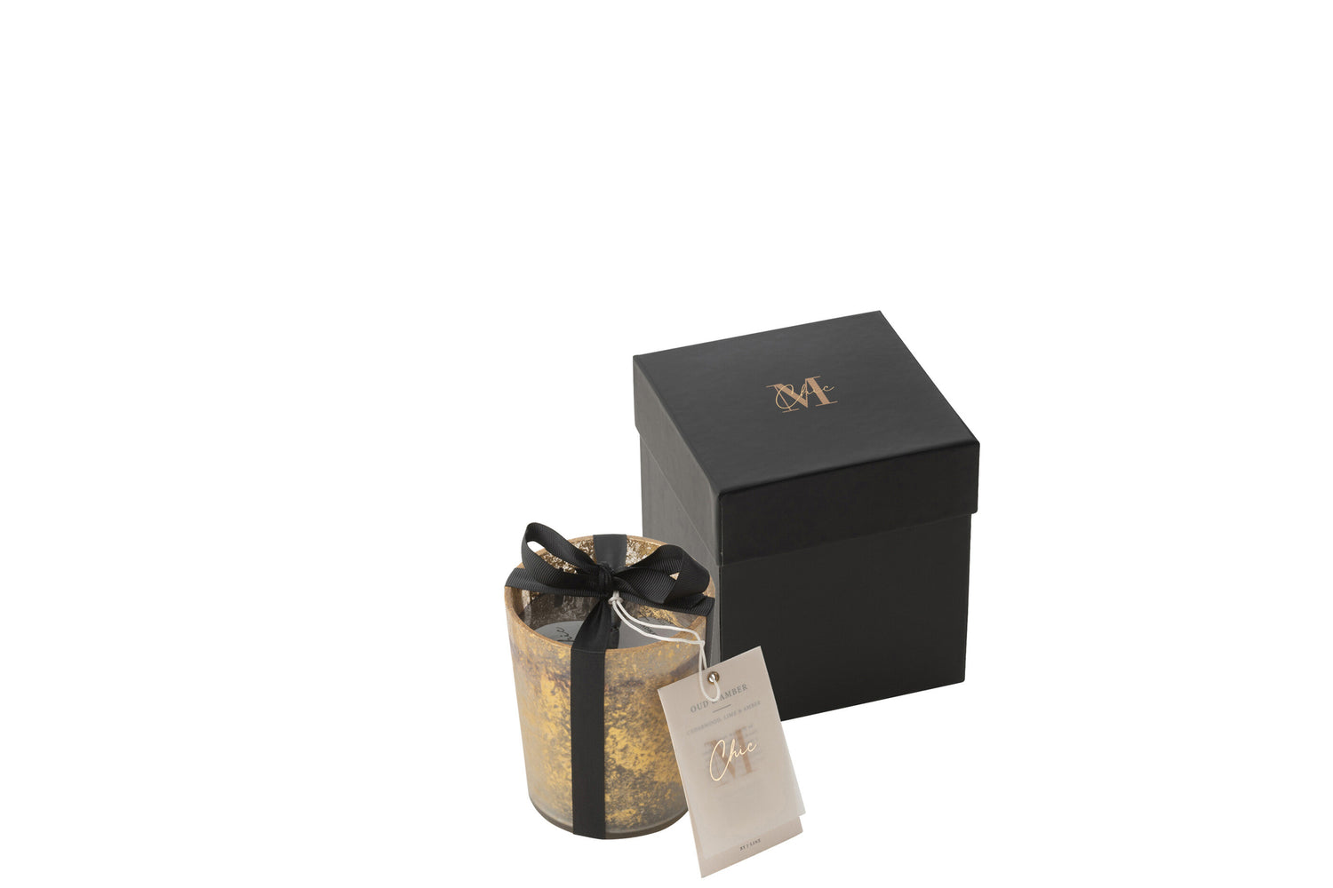Geurkaars Deluxe Glas Goud/Zwart Klein-48H