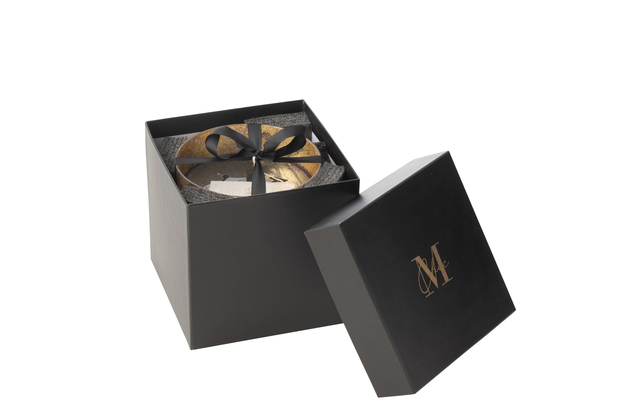 Geurkaars Deluxe Glas Goud/Zwart Medium-80H