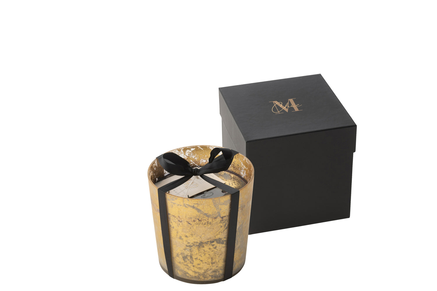 Geurkaars Deluxe Glas Goud/Zwart Medium-80H
