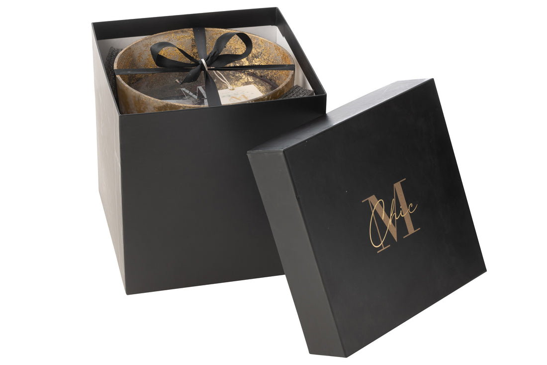 Geurkaars Deluxe Glas Goud/Zwart Groot-140H