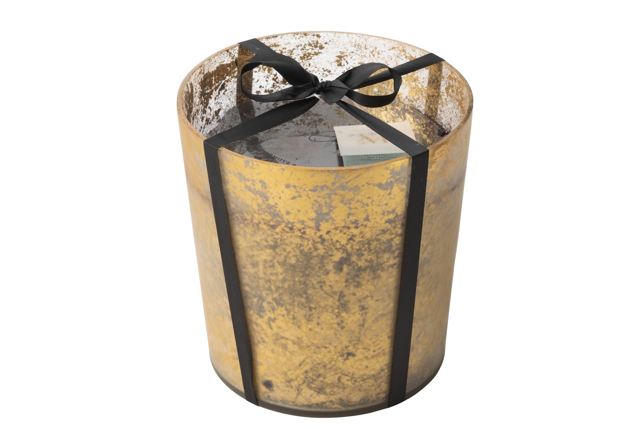 Geurkaars Deluxe Glas Goud/Zwart Groot-140H