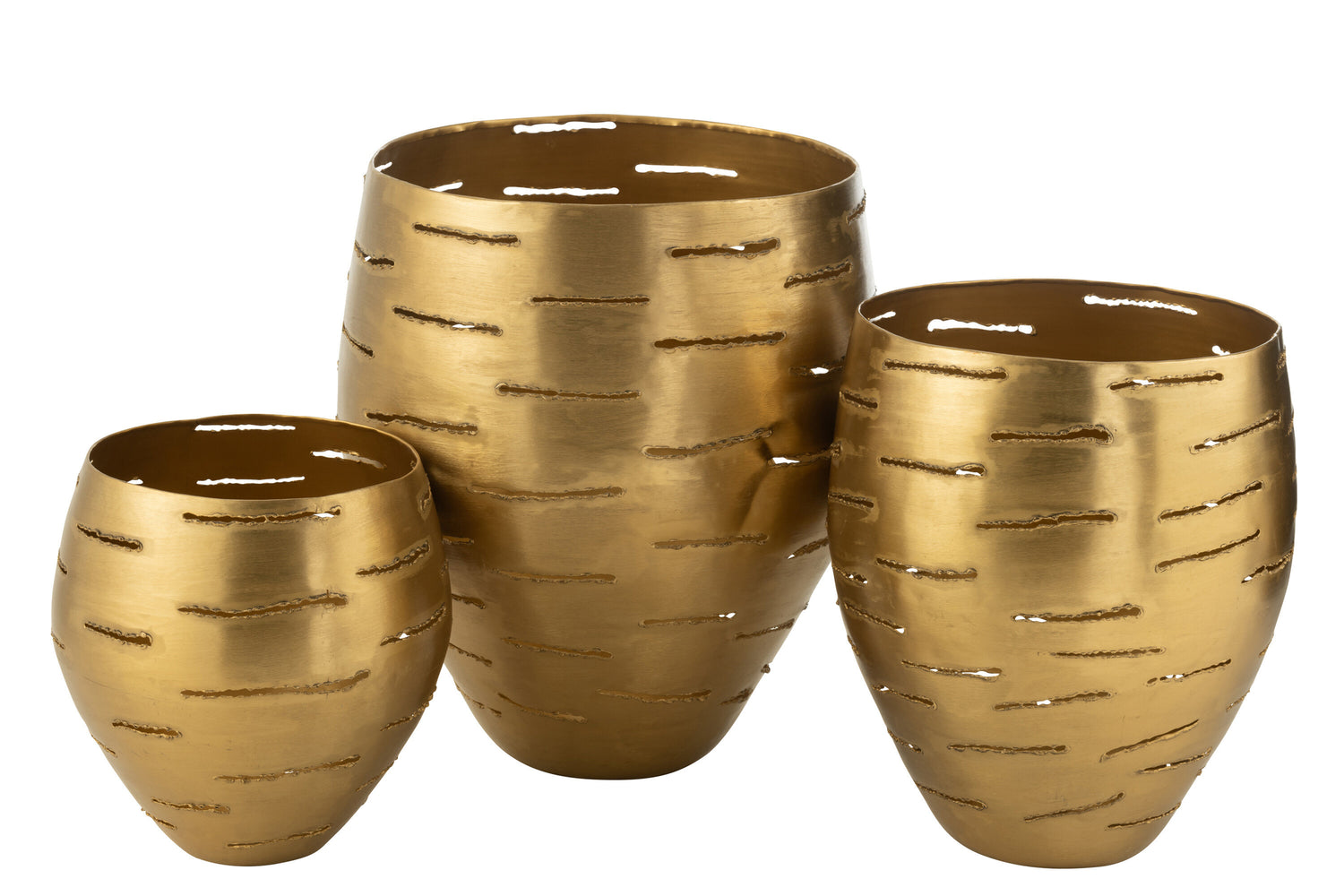 Set van 3 stormlamp schalen, metaal, goudkleurig