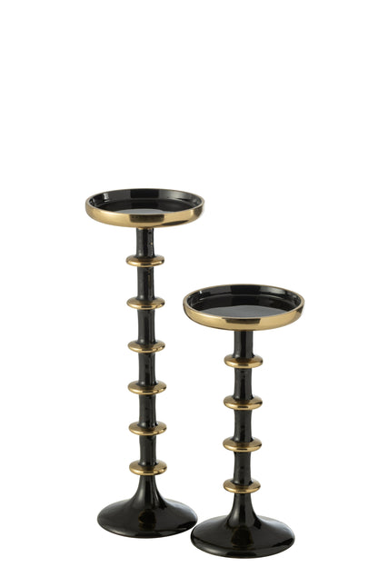 Kaarsenhouder Bal Metaal Zwart/Goud Groot