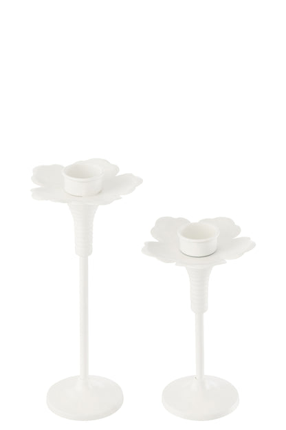 Set van 2 kaarsenhouders Oldies Metaal Wit