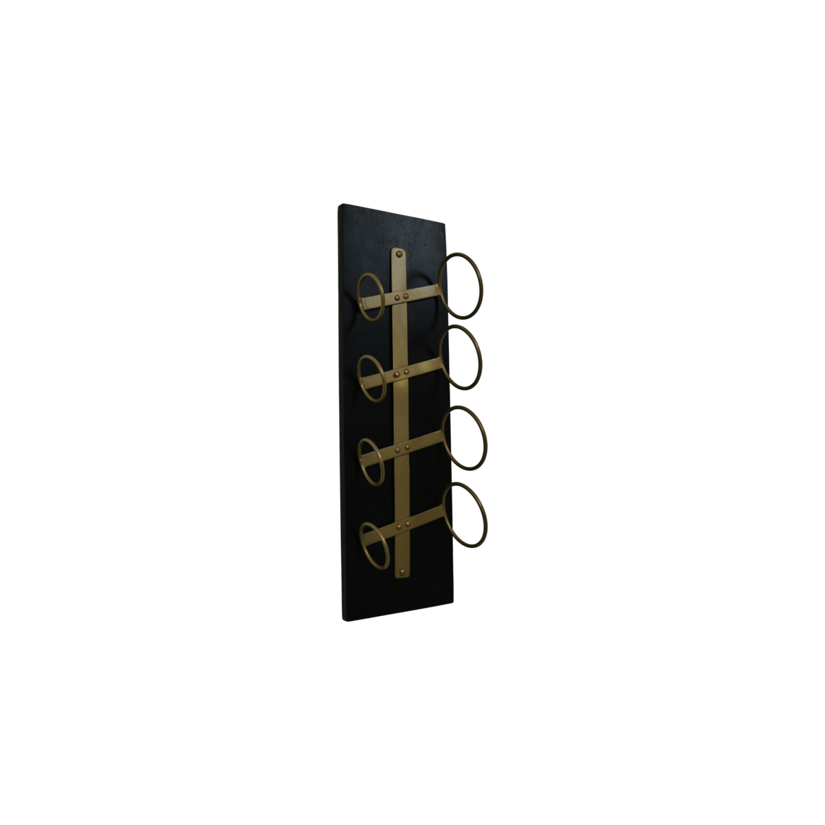 Hanging winerack 4 Bottles - 20x13x65 - Black/Gold - Mangowood/metal