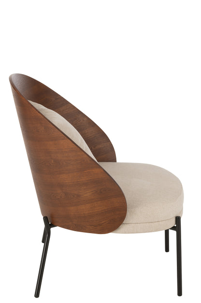 Lounge stoel enkelvoudig triplex/metaal bruin/grijs