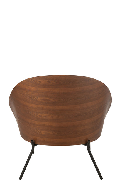 Lounge stoel enkelvoudig triplex/metaal bruin/grijs