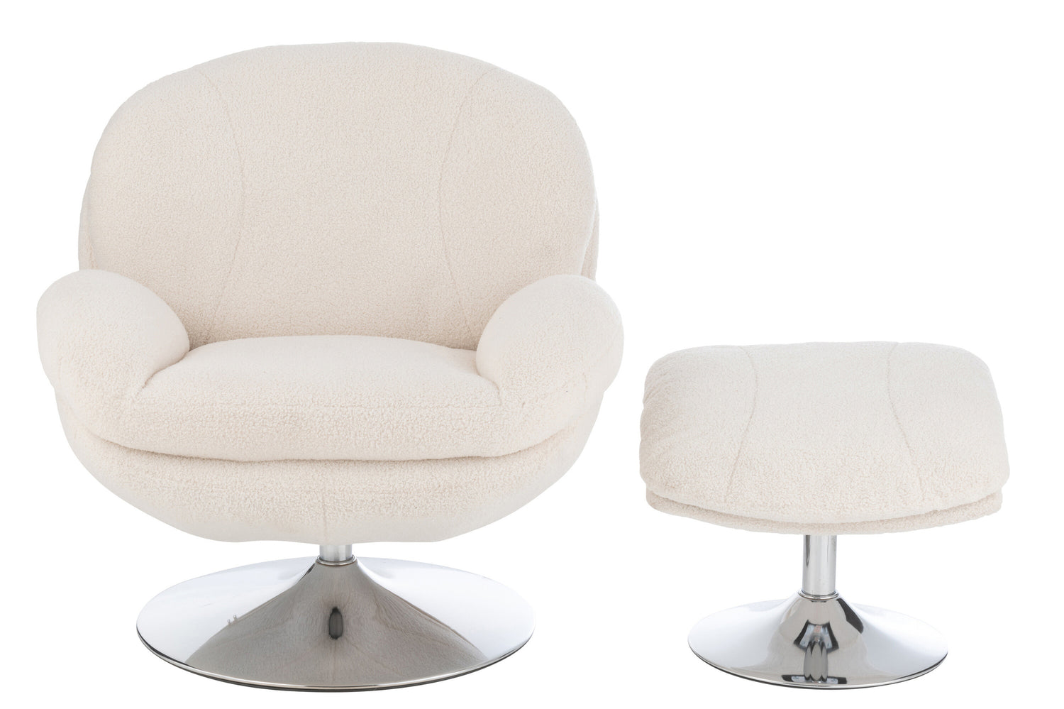 J-Line Relax Zetel+ Voetbank Metaal/Multiplex Creme/Zilver